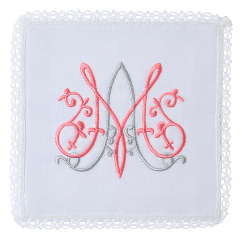 Kelchwäsche-Set, Marienmonogramm MA, aus Leinen, Baumwolle und Viskose – 4-teilig 1