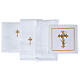Set of altar linens with golden cross and lilies, cotton, linen and viscose s3