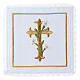 Servizio da Messa croce oro fiori 4 pz lino cotone viscosa s1