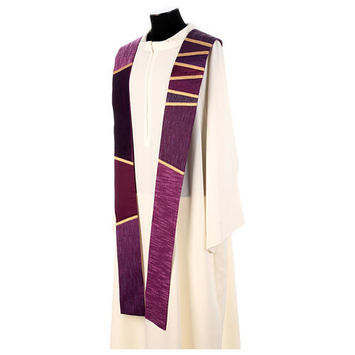 Priest stole with patchwork and golden details by Atelier Sirio 12