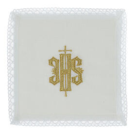 Set misa 4 piezas IHS bordado algodón blanco