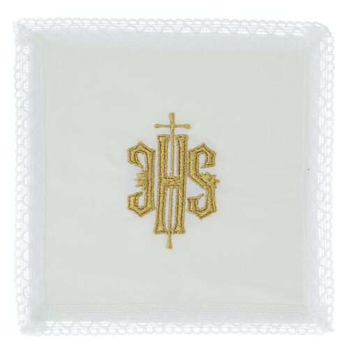 Rigid pall with IHS embroidery, cotton, 6.7x6.7 in 1