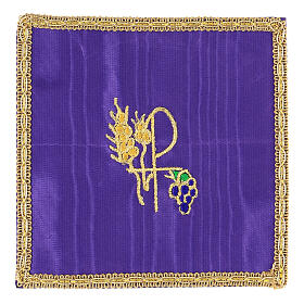 Palla aus Satin mit XP-Symbol und Weintraubenmotiv, violett – 15 × 15 cm