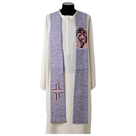 Étole pointue Christ avec couronne d'épines violette