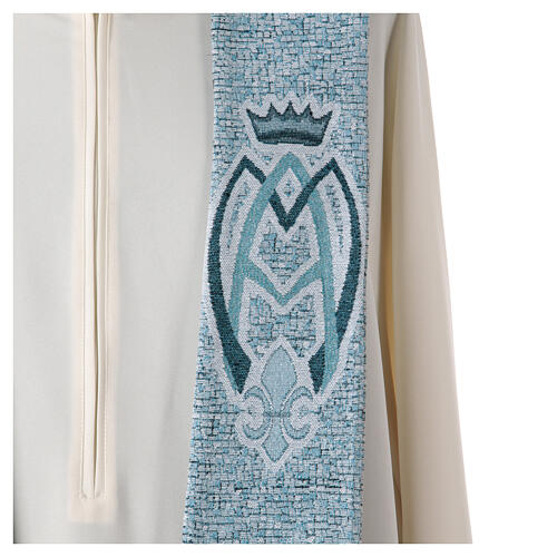 Dotted blue stole decorated with the Marian lily symbol 2