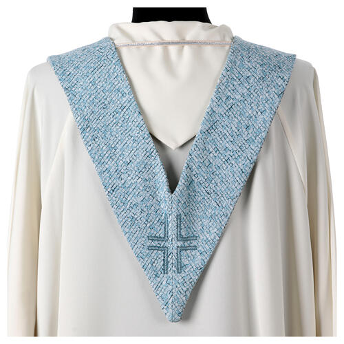 Dotted blue stole decorated with the Marian lily symbol 5
