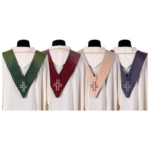 Pointed stole, Christ Pantocrator, four liturgical colours 10