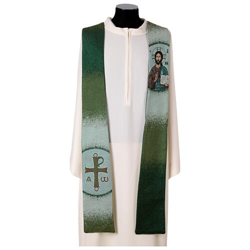 Estola Cristo Pantocrátor punta cuatro colores litúrgicos 1