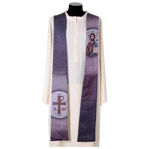 Estola Cristo Pantocrátor punta cuatro colores litúrgicos 4