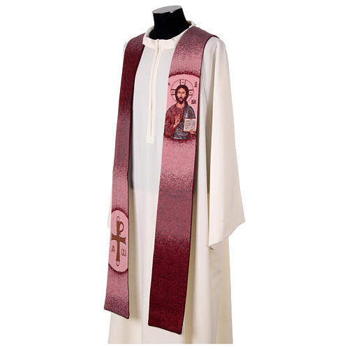 Estola Cristo Pantocrátor punta cuatro colores litúrgicos 14