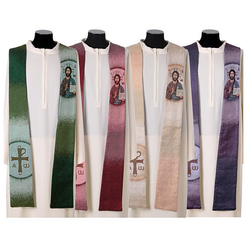 Estola Cristo Pantocrátor punta cuatro colores litúrgicos 1