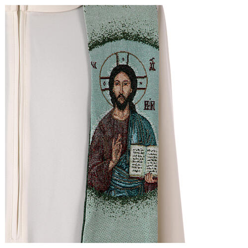 Stola Cristo Pantocratore a punta quattro colori liturgici 3