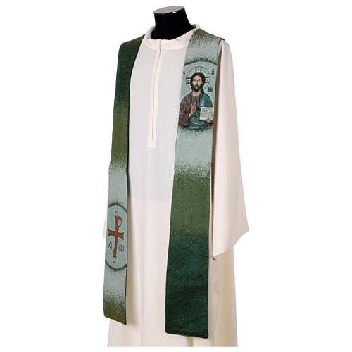 Stole Christ Pantocrator dotted four liturgical colors 2