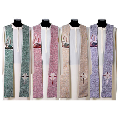 Stole with Eucharistic symbols, 4 liturgical colours 1