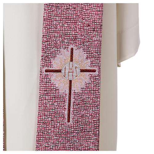 Étole pointue symboles eucharistiques fond 4 couleurs liturgiques 5
