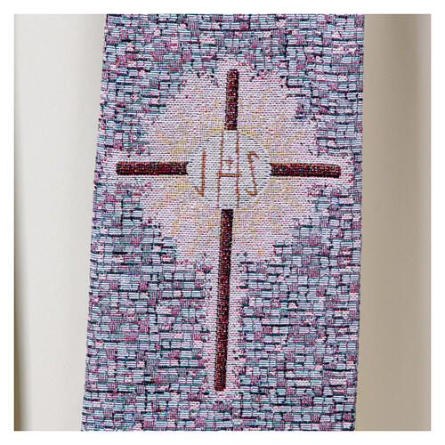 Stuła z symbolami eucharystycznymi, tło 4 kolory liturgiczne 9