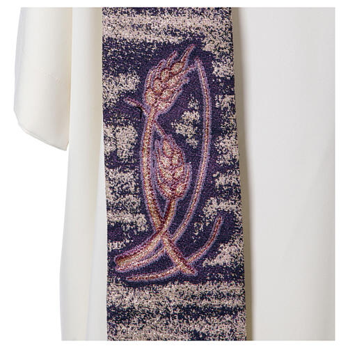 Stuła kapłańska w szpic - krucyfiks i kłosy, 4 kolory 9