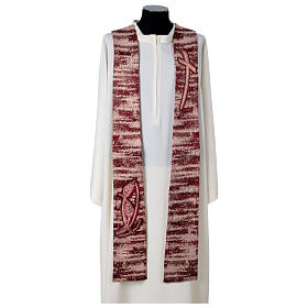 Priest stole with pointed crucifix and wheat in four colors