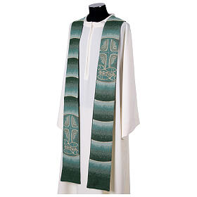 Stole with bread, fish and cross, 4 liturgical colours