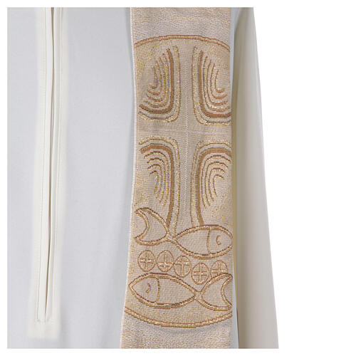Estola sacerdotal con símbolos panes peces cruz cuatro colores litúrgicos 7