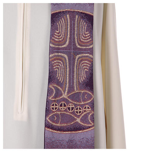 Estola sacerdotal con símbolos panes peces cruz cuatro colores litúrgicos 8