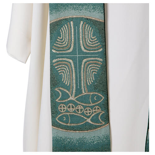 Estola sacerdotal con símbolos panes peces cruz cuatro colores litúrgicos 9