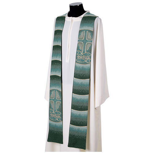 Estola sacerdotal con símbolos panes peces cruz cuatro colores litúrgicos 13