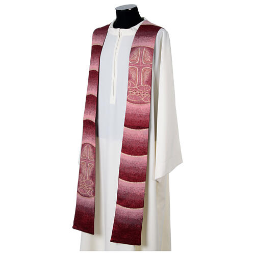 Estola sacerdotal con símbolos panes peces cruz cuatro colores litúrgicos 14