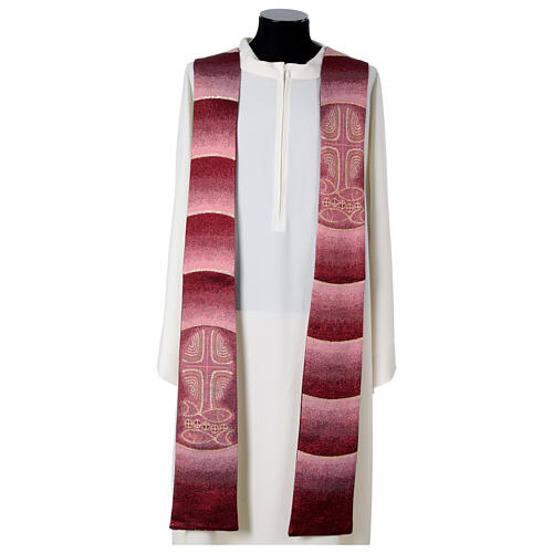 Priestly stole with liturgical symbols bread fishes cross four colors 4