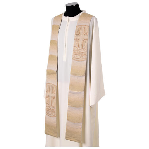 Priestly stole with liturgical symbols bread fishes cross four colors 6