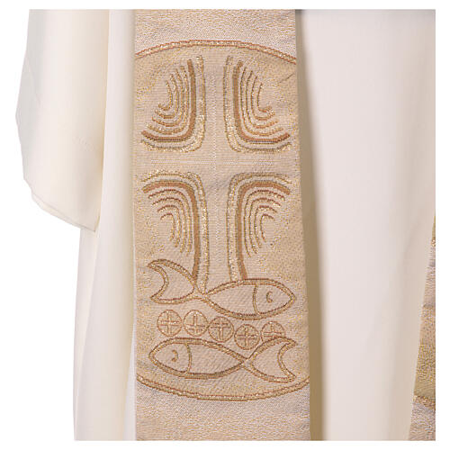 Priestly stole with liturgical symbols bread fishes cross four colors 7