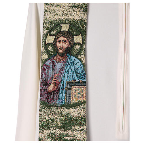 Priest stole, Jesus Christ and crucifix, 4 liturgical colours 5