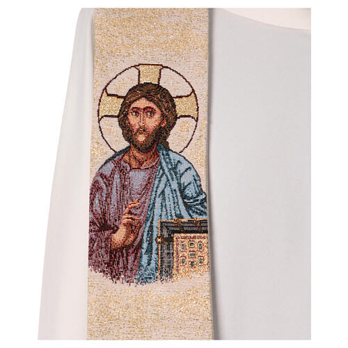 Priest stole, Jesus Christ and crucifix, 4 liturgical colours 7