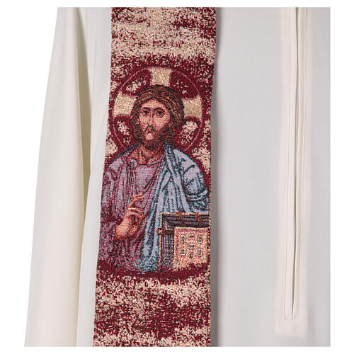 Étole pour prêtre couleurs liturgiques Jésus Christ et crucifix 6