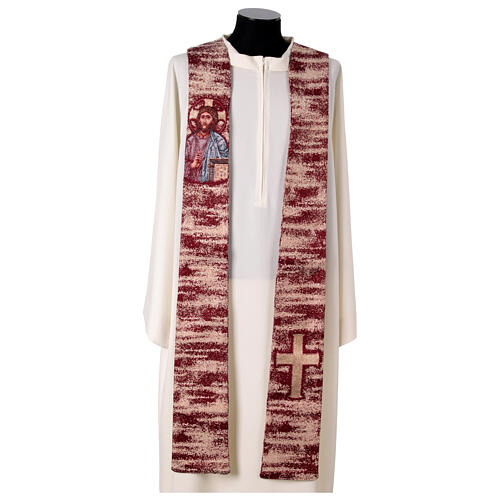Clergy stole four liturgical colors Jesus Christ and cross 2