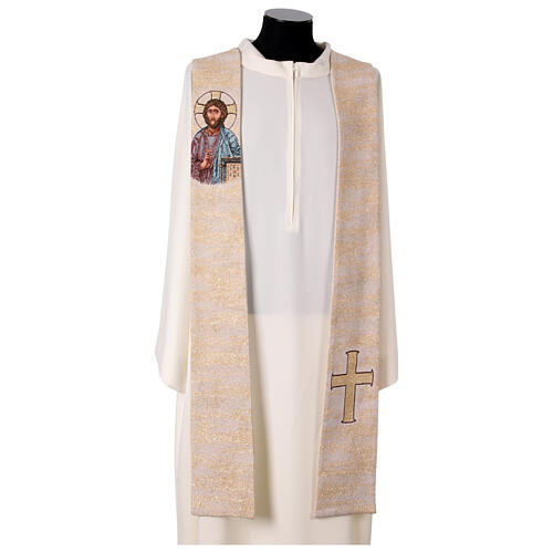 Clergy stole four liturgical colors Jesus Christ and cross 3