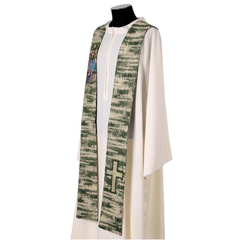 Clergy stole four liturgical colors Jesus Christ and cross 13