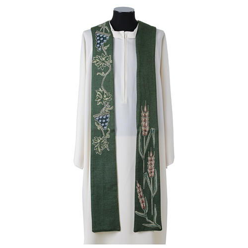 Pointed stole with wheat and grapes symbols, 4 liturgical colours 2