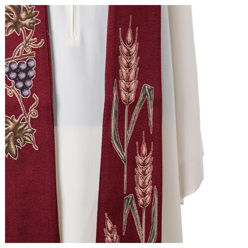 Pointed stole with wheat and grapes symbols, 4 liturgical colours 5
