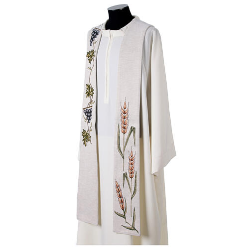 Pointed stole with wheat and grapes symbols, 4 liturgical colours 6