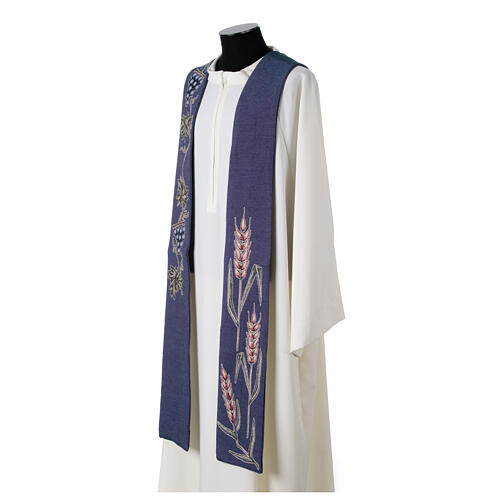 Pointed stole with wheat and grapes symbols, 4 liturgical colours 8