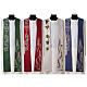 Pointed stole with wheat and grapes symbols, 4 liturgical colours s1