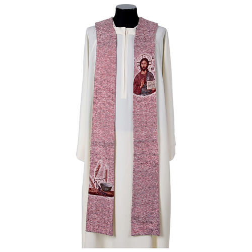 Stola Cristo Pantocratore e simboli eucaristici in quattro colori 2