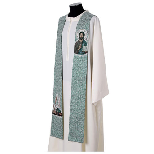 Stola Cristo Pantocratore e simboli eucaristici in quattro colori 13