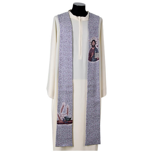Stuła liturgiczna - Chrystus Pantokrator i symbole eucharystyczne, w czterech kolorach 4