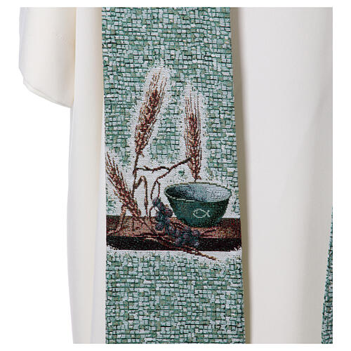 Stuła liturgiczna - Chrystus Pantokrator i symbole eucharystyczne, w czterech kolorach 9
