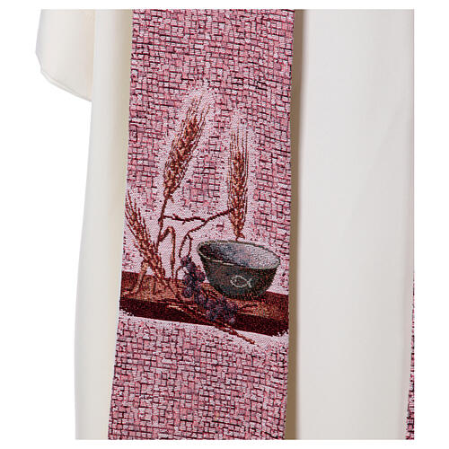 Stuła liturgiczna - Chrystus Pantokrator i symbole eucharystyczne, w czterech kolorach 10