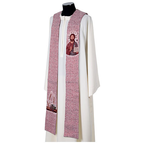 Stuła liturgiczna - Chrystus Pantokrator i symbole eucharystyczne, w czterech kolorach 14