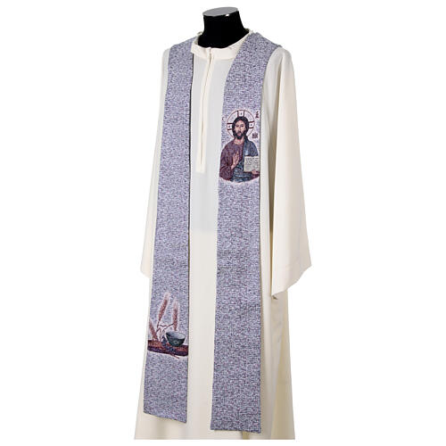 Stuła liturgiczna - Chrystus Pantokrator i symbole eucharystyczne, w czterech kolorach 16