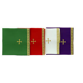 Kelchvelum mit Kreuzstickerei, Polyester – 50 × 50 cm, in vier liturgischen Farben